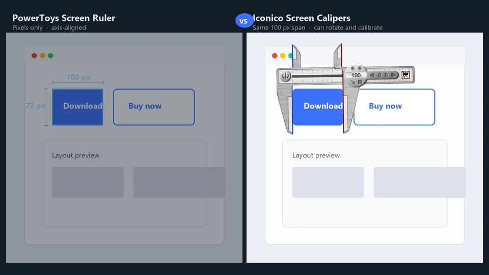 PowerToys Screen Ruler vs Screen Calipers